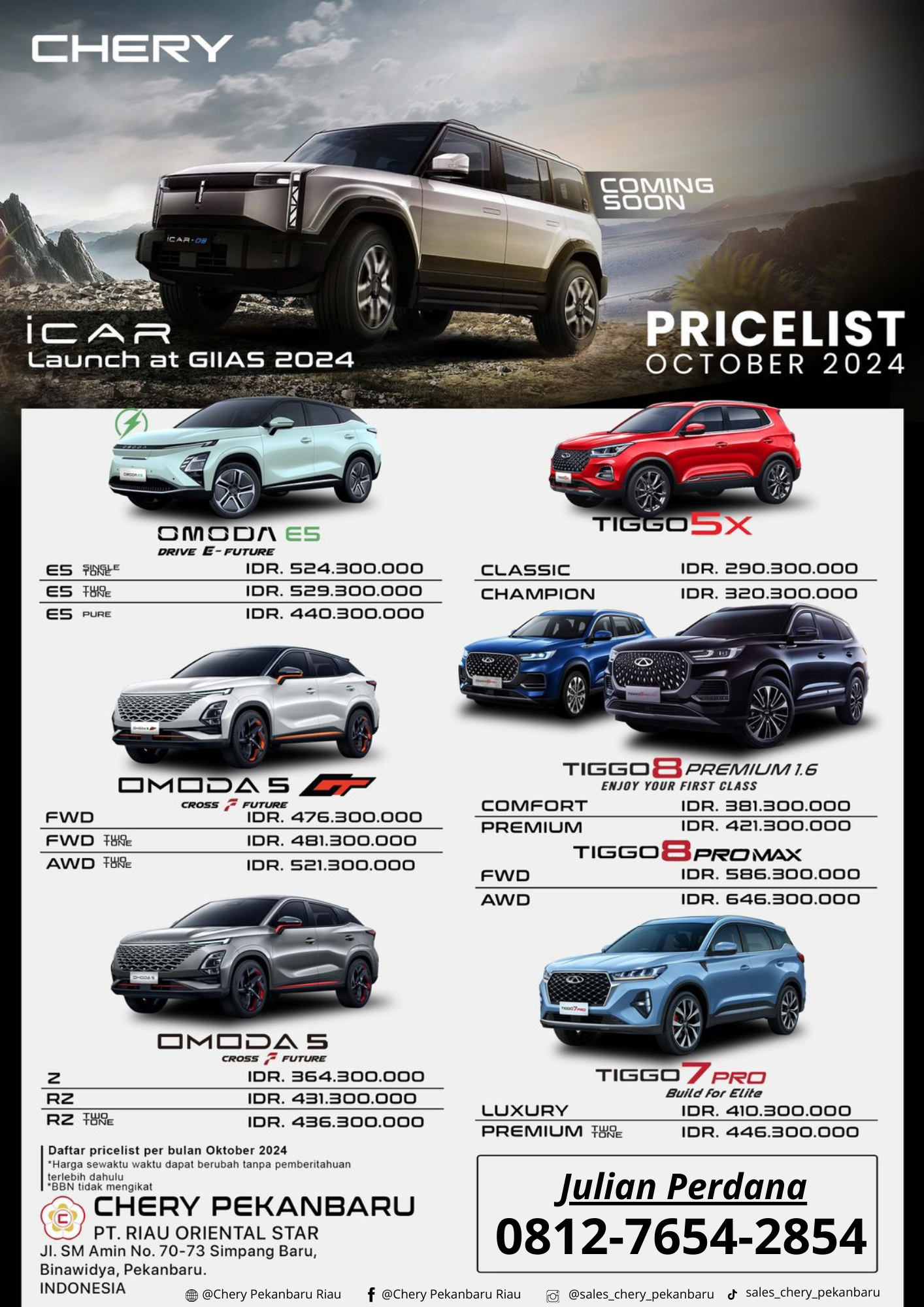 Daftar pricelist Chery Pekanbaru Terbaru