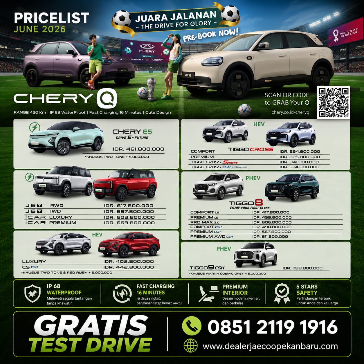 Chery dan Jaecoo Pekanbaru Hadirkan Pricelist Juni 2026, Tawarkan Promo Pre-Book hingga Gratis Test Drive